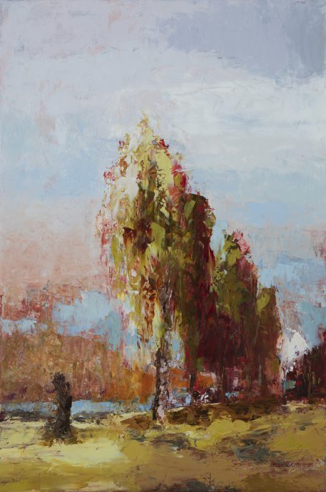 Trees alongside the river. Oil on canvas. 120x80 cm.