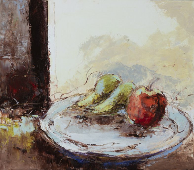 Still life with two pears. Oil on canvas. 70x80 cm.