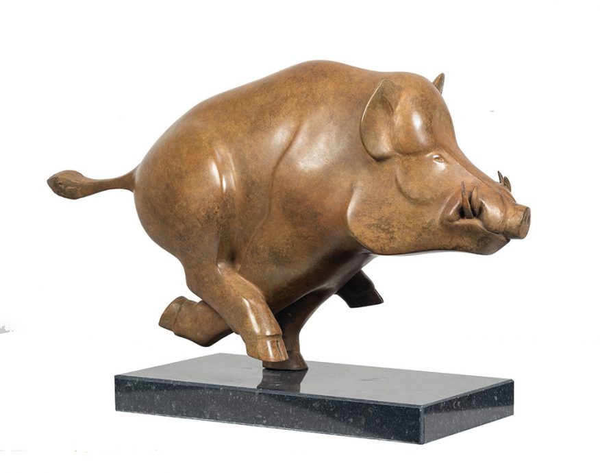 Evert den Hartog. Everzwijn. Bronze. 47x26x16 cm.