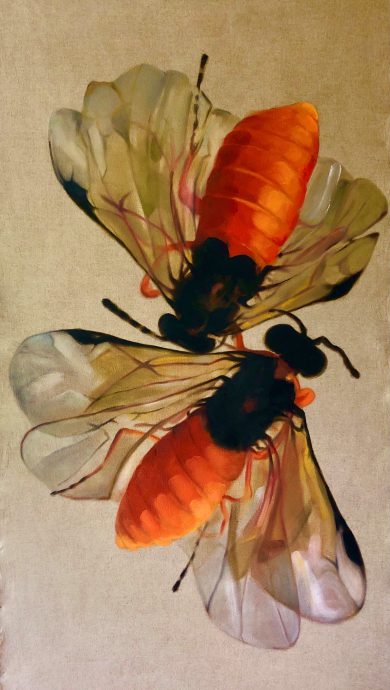 Tuber sawfly. Oil on loose linen. 93x170 cm.
