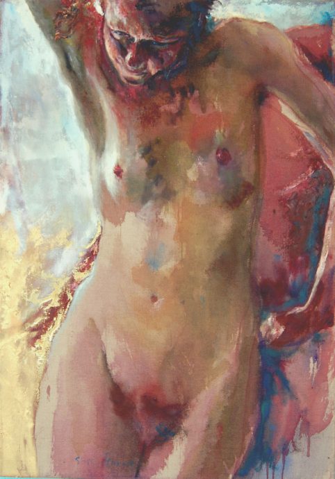 Sam Drukker. Standing Naked #85. Oilpaint on canvas. 100x70 cm.