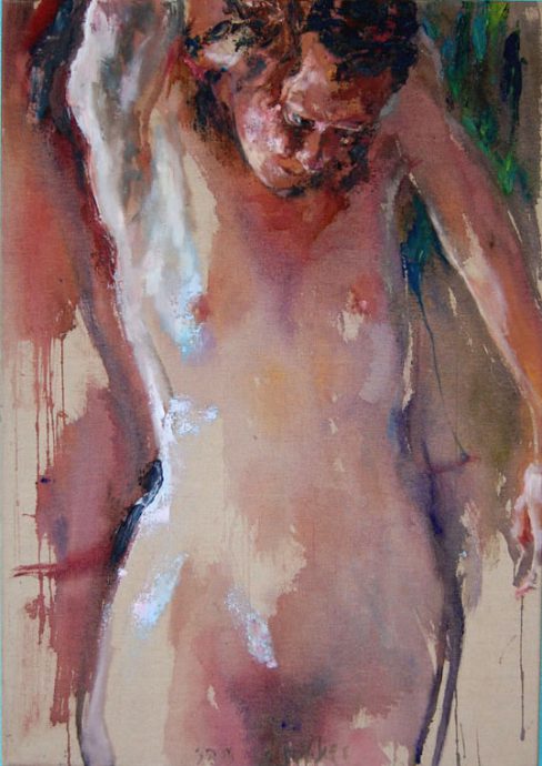 Sam Drukker. Standing Naked #86. Olieverf op doek. 100x70 cm. 