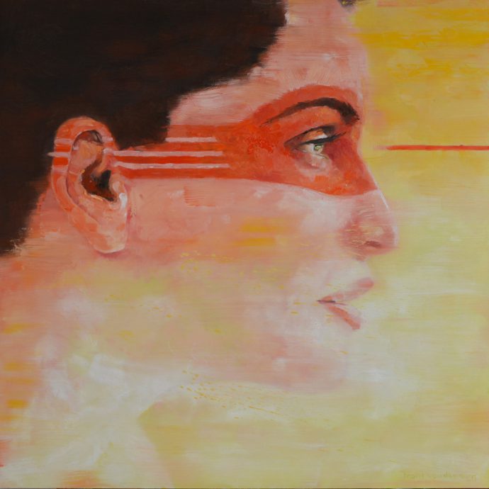 YELLOW GREEN BEAUTY. 2021. Oil on panel. 90x90 cm.
