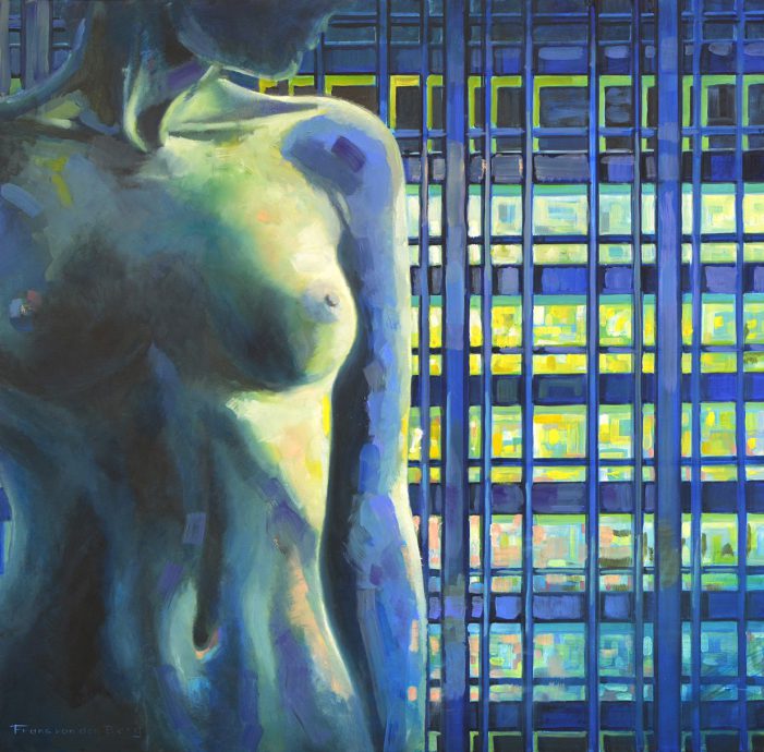 BACK TO THE OFFICE. 2021. Oil on panel. 90x90 cm.