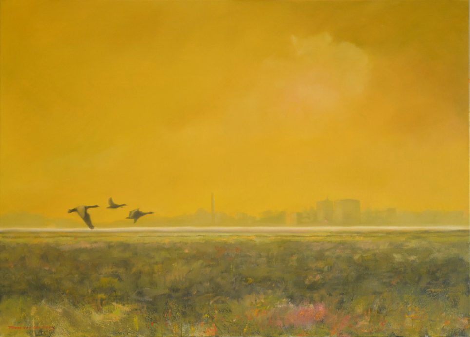 THE OLD SUGAR FACTORY AT DAWN. 2020. Oil on panel. 100x140 cm.