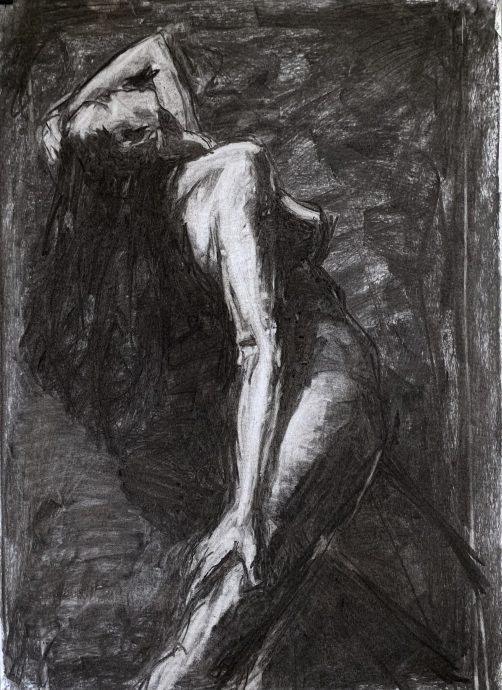 Hans van Weerd, Nude - Tonal Study, 2022, houtskool op papier, 60 x 39 cm.
