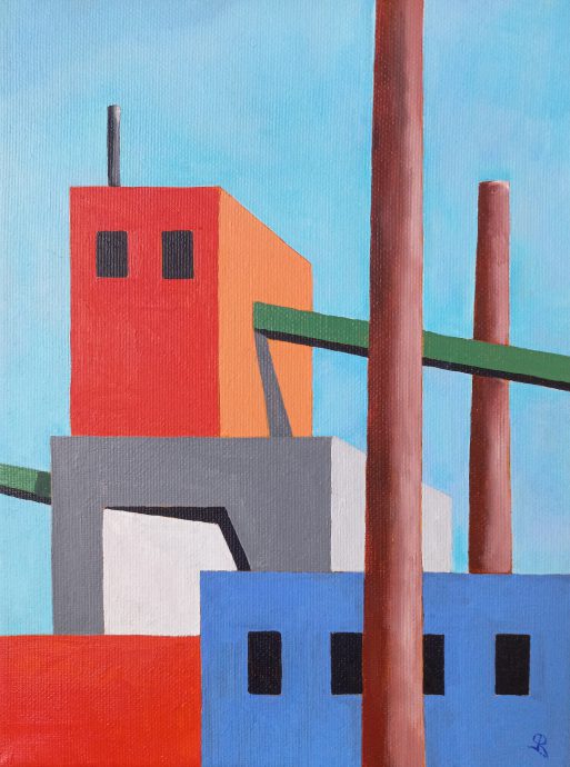Ginie Ruitenbeek, Factories and chimneys no1, 18 x 24 cm.