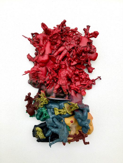 Meltdown. Toy soldiers. Wallsculpture. 24x30 cm.