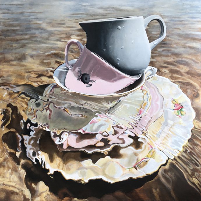 Hannelore Houdijk, Pile with milk jug, 2022, 120 x 120 cm.