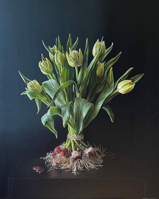 Amarins Lyklema, Tulpen, Acryl op linnen, 100 x 80 cm.
